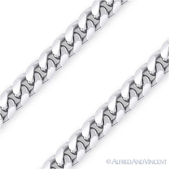 3.5MM Solid 925 Sterling Silver Men 3.5mm Miami Cuban / Curb Link Chain Necklace in Solid .925 Sterling Silver - 24\
